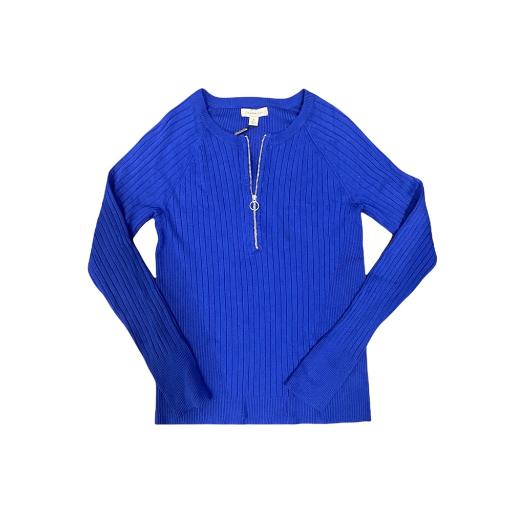 Calvin Klein Jeans Half Zip Long Sleeve Blue Knit - Picture 1 of 3